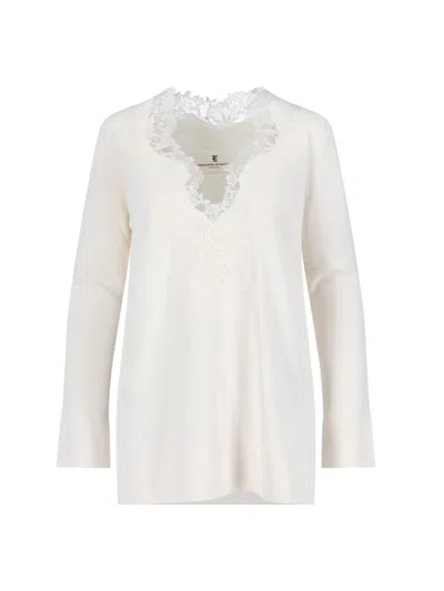 Ermanno Scervino Lace Detail Blouse In White