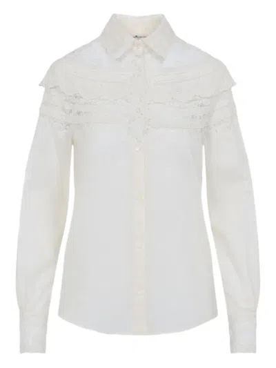 Ermanno Scervino Lace-detail Buttoned Shirt In White