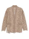 Ermanno Scervino Lace-detail Cardigan With Scalloped Hemfront In Brown