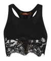 Ermanno Scervino Lace Trim Racerback Cropped Tank Top In Black
