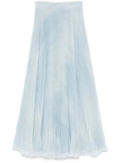 Ermanno Scervino Lace-detail Pleated Midi Skirt In Blue