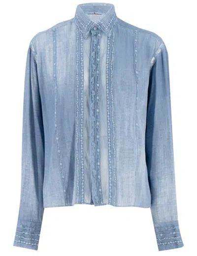 Ermanno Scervino Lace-detail Shirt With Textured Fabric