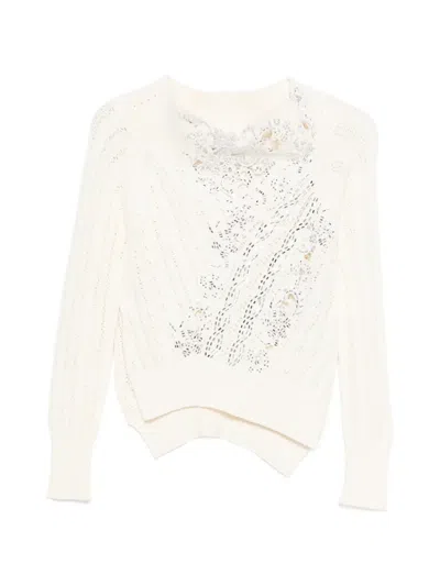 Ermanno Scervino Lace-detail Sweater In Neutral
