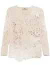 Ermanno Scervino Lace-detail Sweater In Neutrals