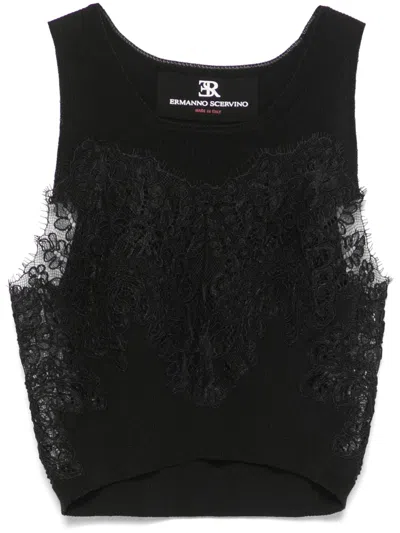 Ermanno Scervino Lace-detail Top In Black