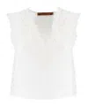 Ermanno Scervino Sleeveless Top With Exquisite Lace Detailing In White