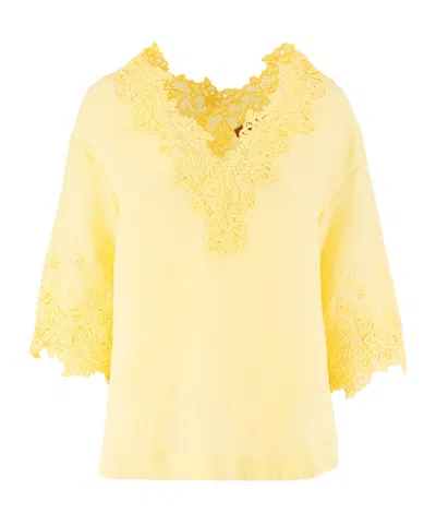 Ermanno Scervino Lace Detail Top In Yellow