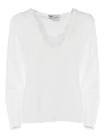 ERMANNO SCERVINO LACE-DETAIL V-NECK TOP