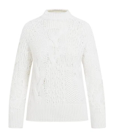 Ermanno Scervino Lace-detail Virgin Wool Blend Jumper In White