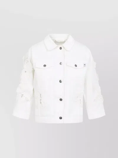 Ermanno Scervino Lace Detailed Floral Embroidered Jacket In White