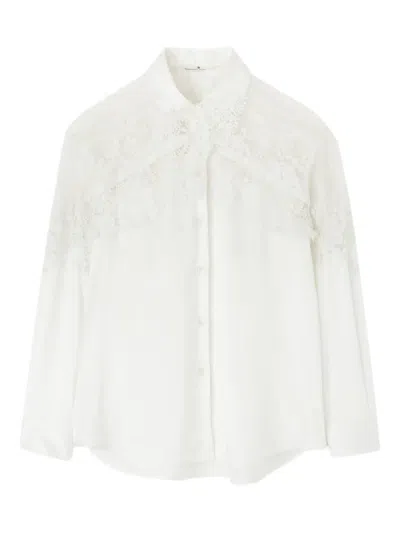 Ermanno Scervino Lace-detailed Silk Shirt In Neutral