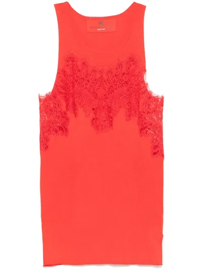 Ermanno Scervino Lace-detailed Tank Top In Orange