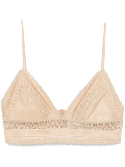 Ermanno Scervino Lace-detailed Top In Neutrals