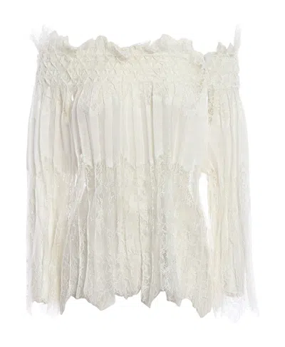 Ermanno Scervino Lace Details Shoulder-length Blouse In White