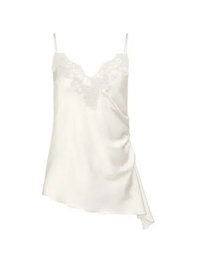 Ermanno Scervino Lace Draped Silk Blouse In White