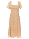 Ermanno Scervino Floral Lace Midi Dress With Square Neckline