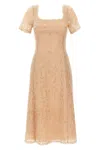 Ermanno Scervino Floral Lace Midi Dress With Square Neckline