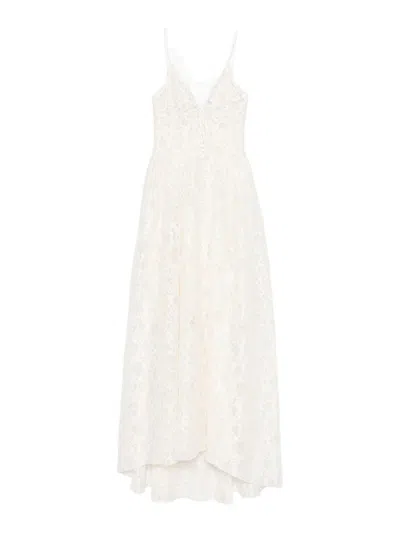 Ermanno Scervino Lace Dress In Beige Cotton In White