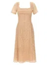 Ermanno Scervino Floral Lace Midi Dress With Square Neckline In Pink