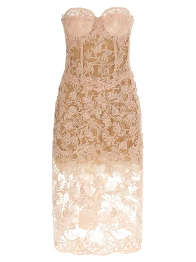 Ermanno Scervino Pink Strapless Midi Dress In Neutral