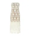 Ermanno Scervino Lace Overlay Strapless Midi Dress In White
