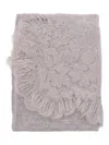 Ermanno Scervino Lace-embellished Cashmere Scarf In Gray