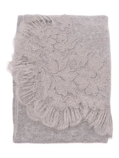ERMANNO SCERVINO LACE-EMBELLISHED CASHMERE SCARF
