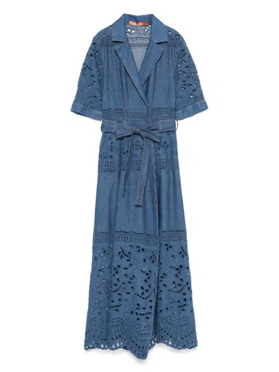 Ermanno Scervino Life Woman Maxi Dress Blue Size 10 Cotton