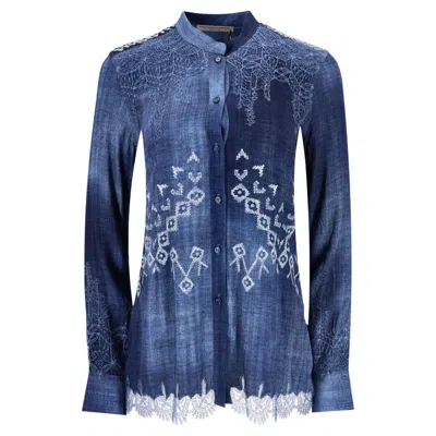 Pre-owned Ermanno Scervino Lace Embellished Shirt In Purple