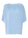 Ermanno Scervino Lace-embellished Short-sleeve Top In Blue