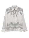 Ermanno Scervino Lace-embellished Silk Shirt In Gray