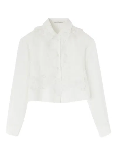 Ermanno Scervino Lace-embellished Silk Shirt In White