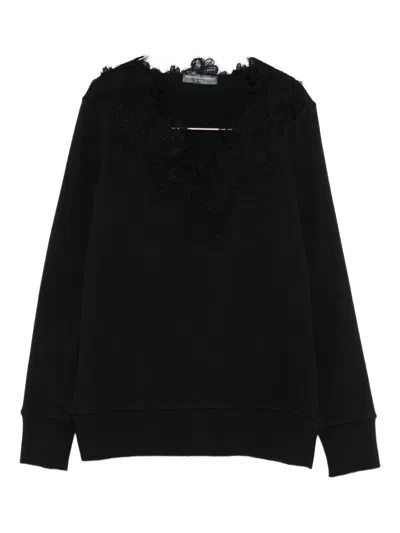 Ermanno Scervino Lace-embellished Sweater In Black