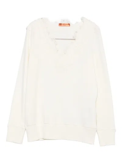 Ermanno Scervino Lace-embellished Sweater In White