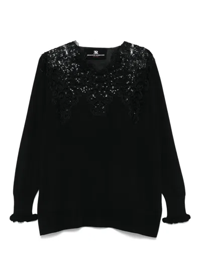 Ermanno Scervino Lace-embellished Sweater In Black