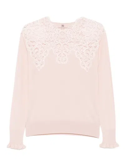 Ermanno Scervino Lace-embellished Top In Pink