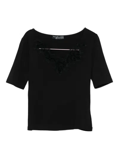 Ermanno Scervino Lace-embellished V-neck Top In Black