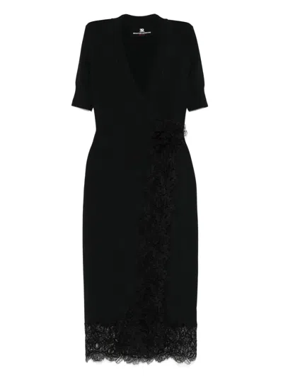 Ermanno Scervino Lace-embellished Wrap Dress In Black