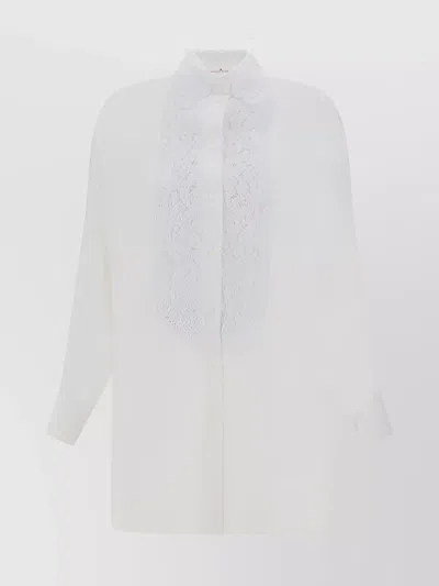 Ermanno Scervino Lace Embroidered Cotton Oversized Shirt In White