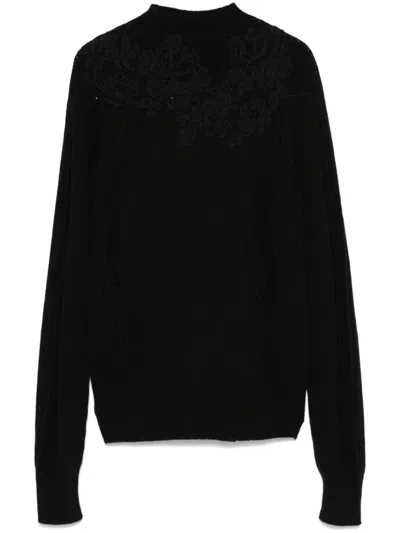 Ermanno Scervino Lace-embroidered Sweater In Black