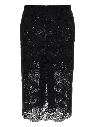 ERMANNO SCERVINO 花卉蕾丝中长半身裙