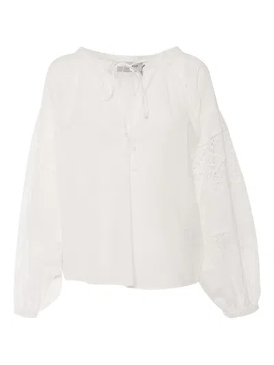 Ermanno Scervino Lace-insert Balloon-sleeve Top In White