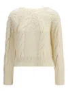 Ermanno Scervino Lace-insert Cable-knit Sweater In Neutral