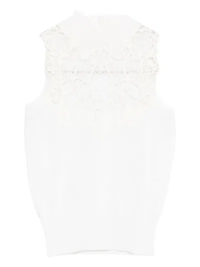 Ermanno Scervino Lace-insert High-neck Vest In Gray
