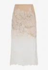 Ermanno Scervino Midi Skirt With Floral Lace Overlay In Neutral