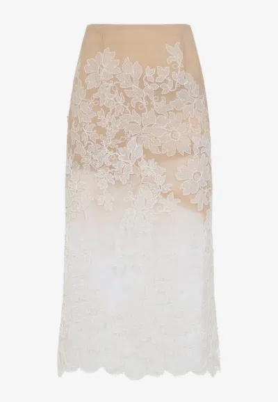 ERMANNO SCERVINO LACE-INSERT MIDI SKIRT
