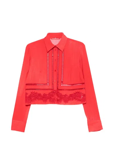 Ermanno Scervino Lace-insert Shirt In Red
