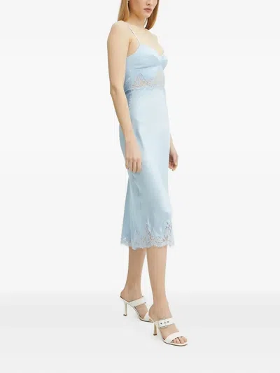Ermanno Scervino Lace-insert Slip Midi Dress In Blue
