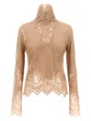 Ermanno Scervino Lace Insert Sweater Sweaters And Cardigans Beige In Neutral