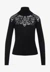 Ermanno Scervino Lace-insert Wool-blend Sweater In Black